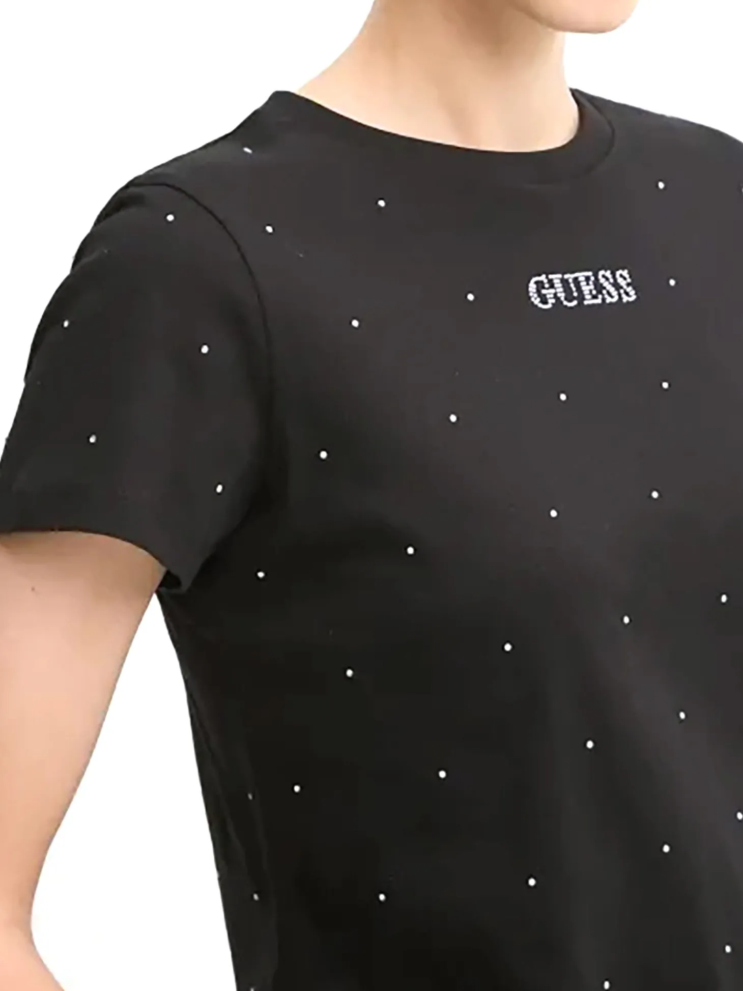 T-shirt manica corta Rhinestone nero