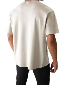 T-shirt manica corta stampa logo embossed panna