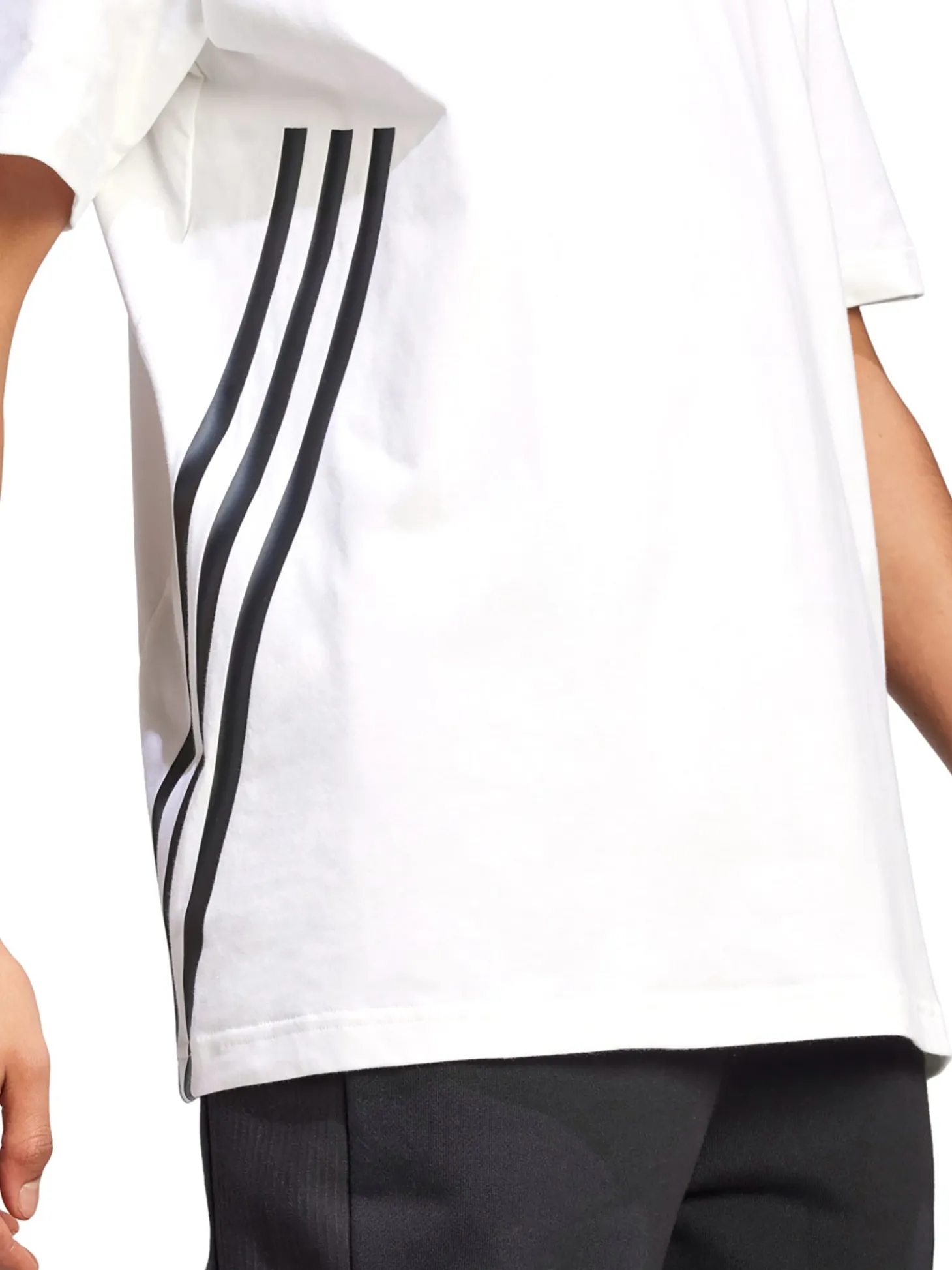 T-shirt manica corte con bande laterali bianco