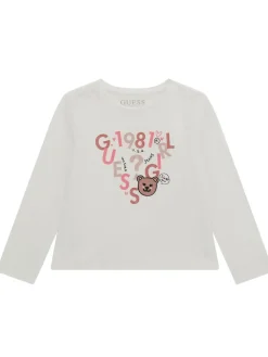 T-shirt manica lunga con stampa bianco