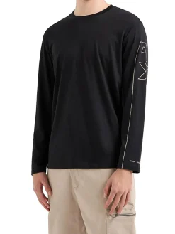 T-shirt manica lunga logo nero