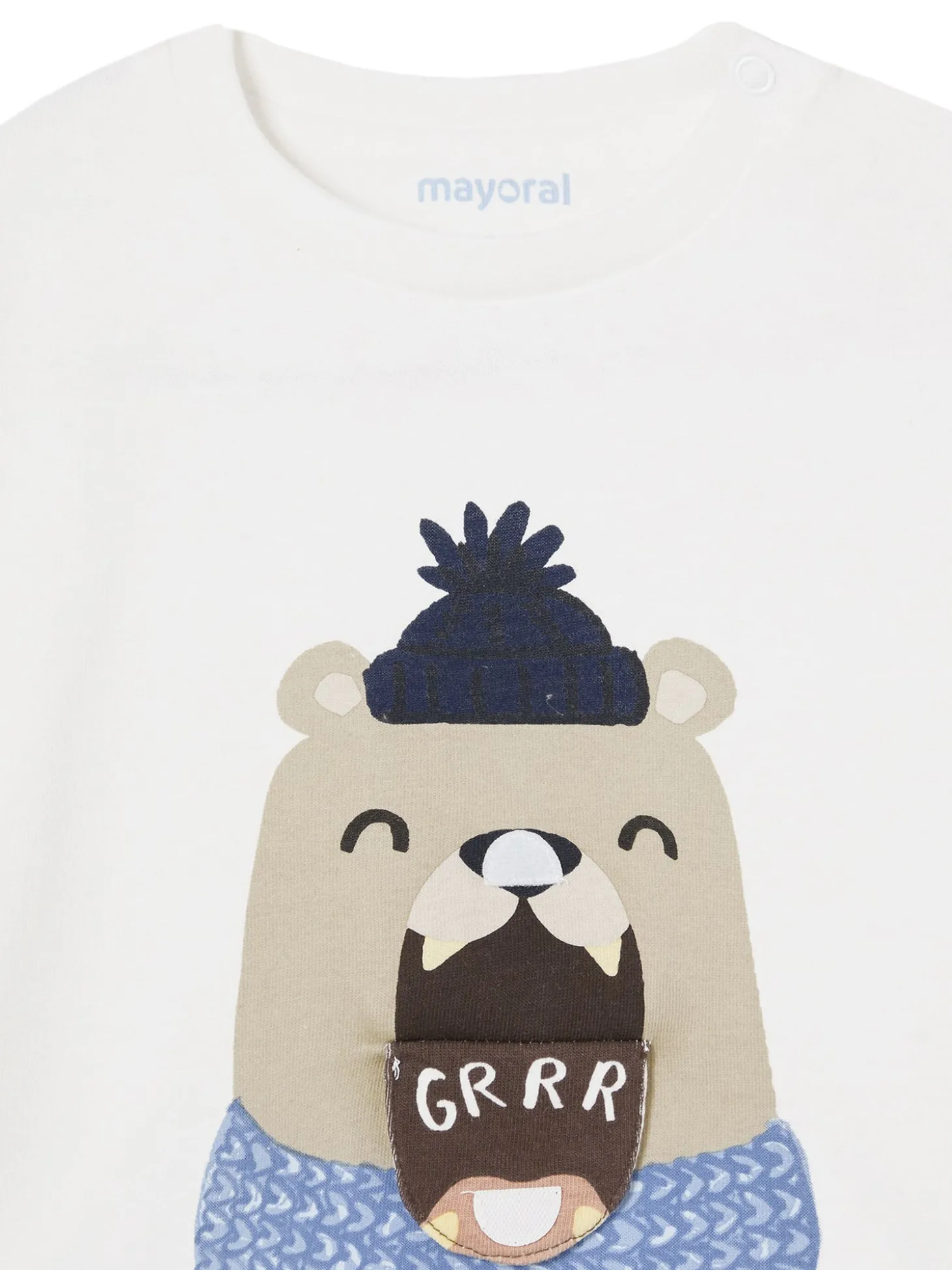 T-shirt manica lunga orso panna