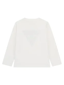 T-shirt manica lunga stampa ricamo bianco