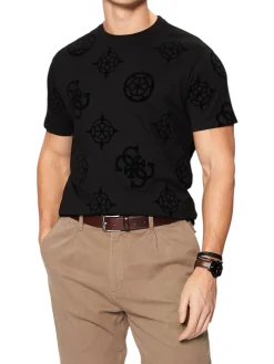 T-shirt maniche corte con maxi loghi peony nero