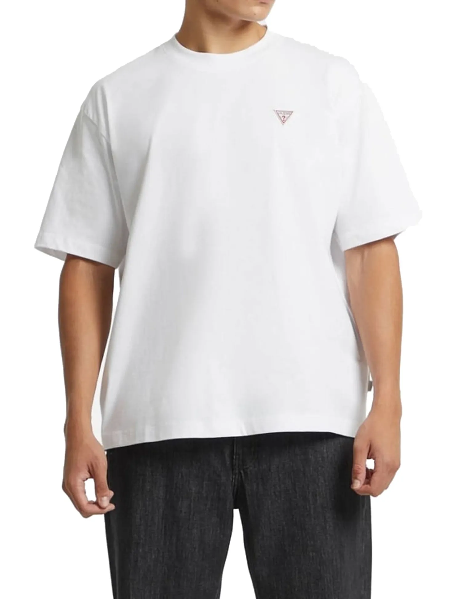 T-shirt maniche corte con mini triangolo bianco