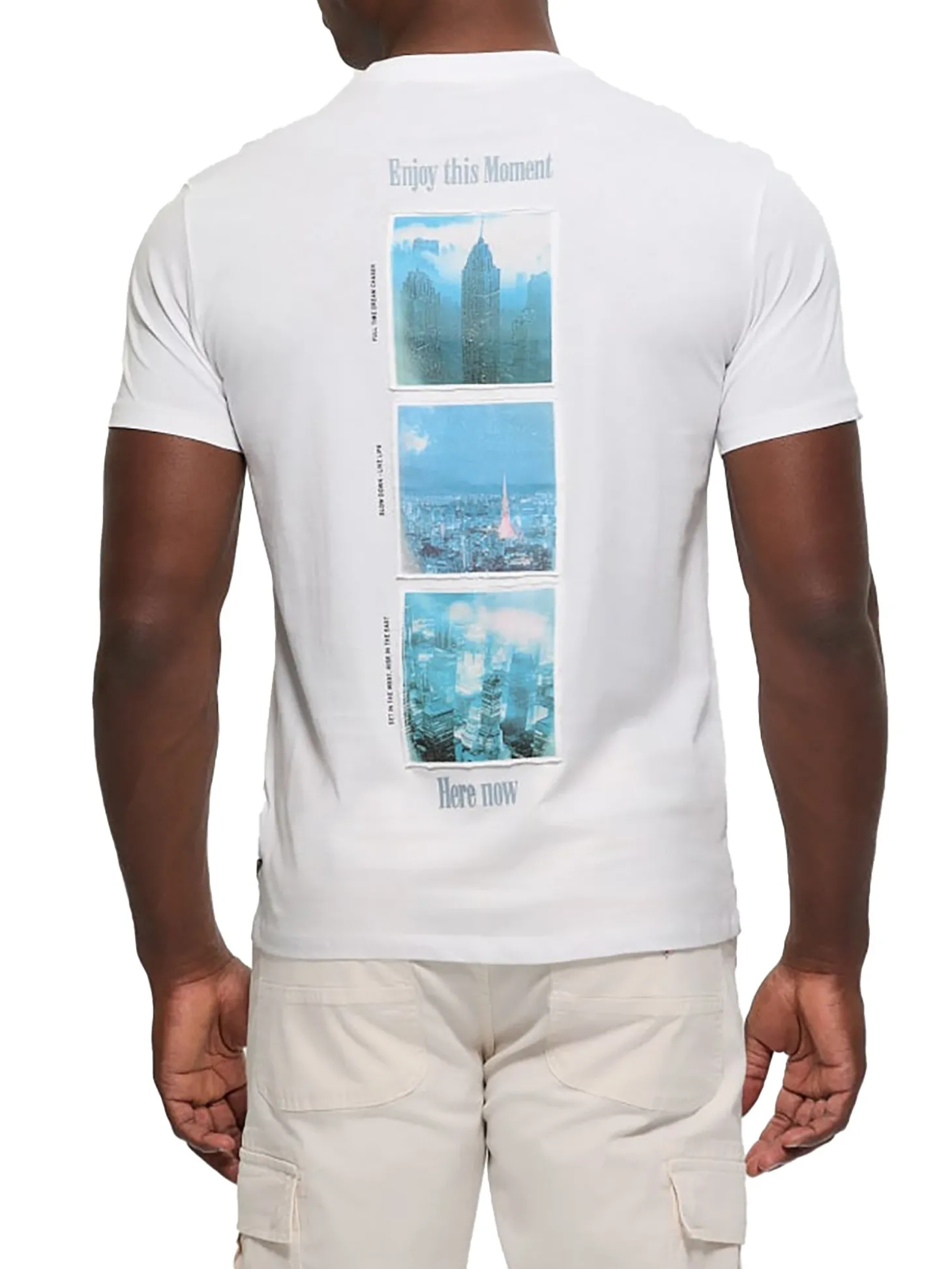 T-shirt maniche corte con stampa posteriore bianco