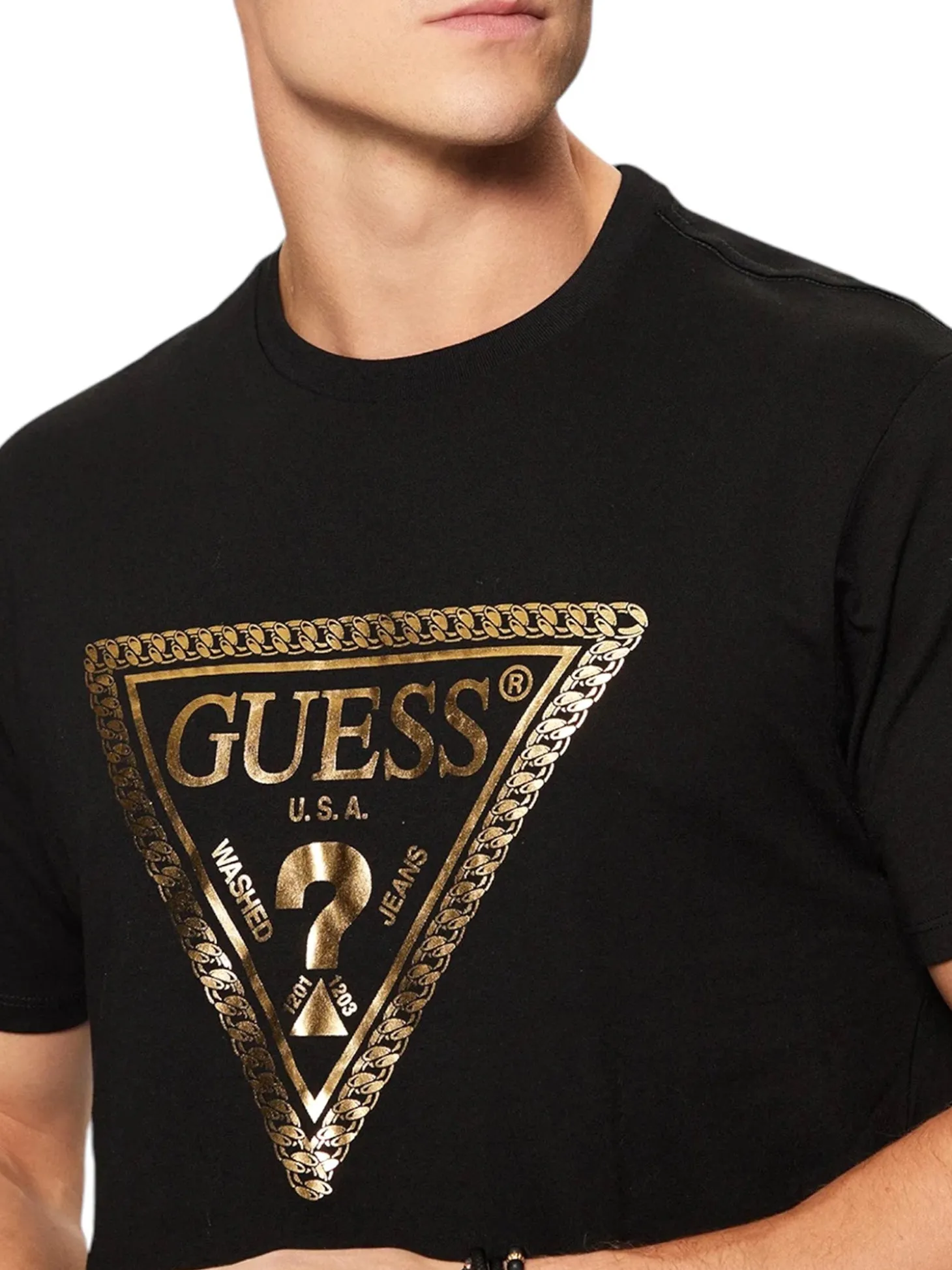T-shirt maniche corte con logo triangolo nero