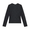 T-shirt maniche kids lunghe con logo allover nero