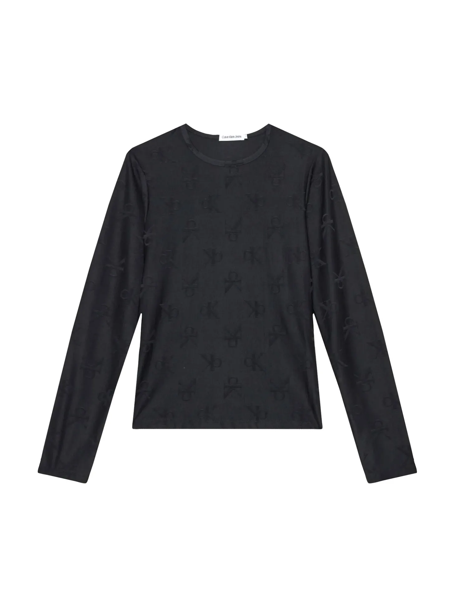 T-shirt maniche kids lunghe con logo allover nero