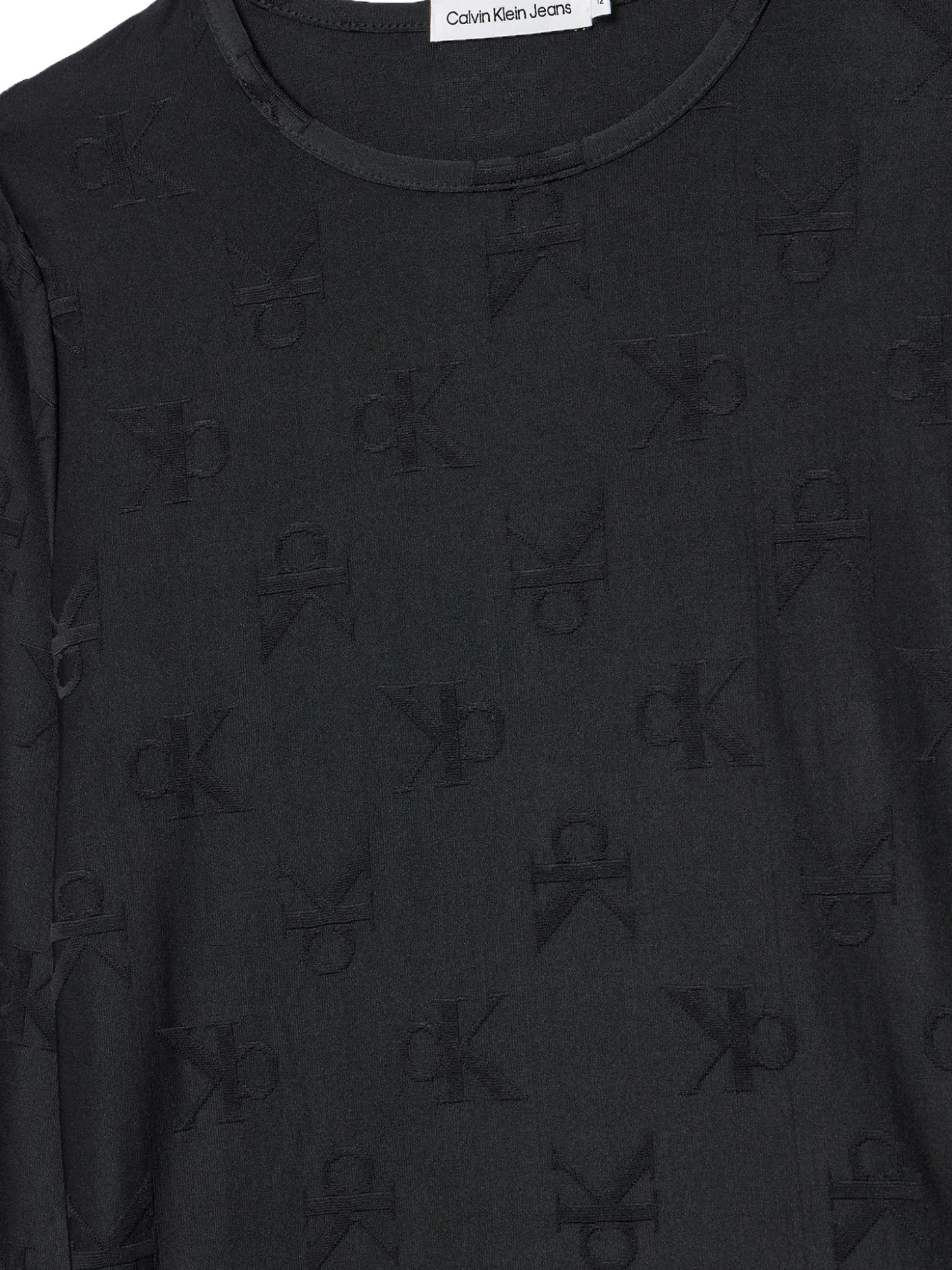 T-shirt maniche kids lunghe con logo allover nero