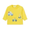 T-shirt maniche lunghe stampa neonato gialla