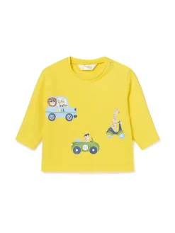 T-shirt maniche lunghe stampa neonato gialla