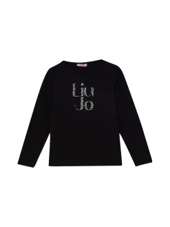 T-shirt maxi logo LiuJo a maniche lunghe nero