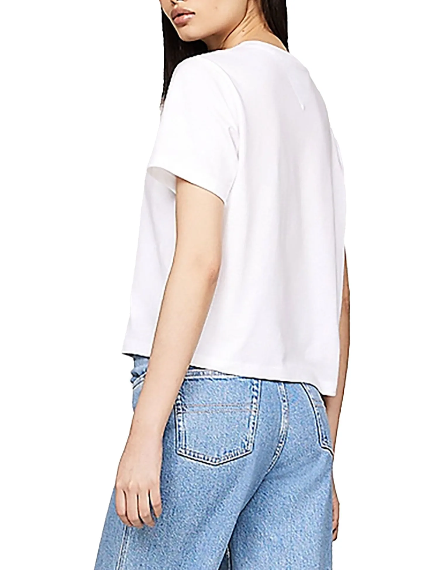 T-shirt squadrata con distintivo bianco