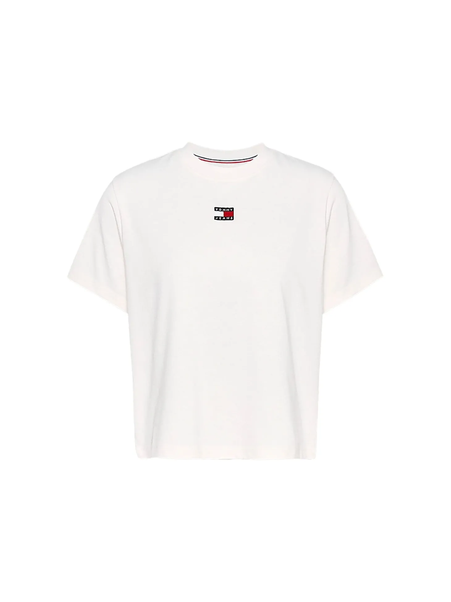 T-shirt squadrata con distintivo bianco