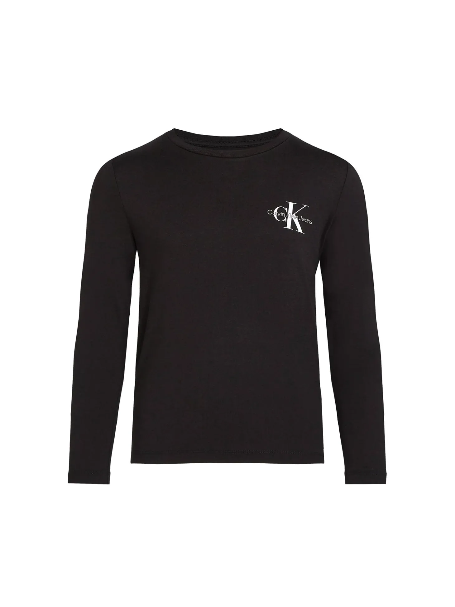 T-shirt teen a maniche lunghe logo sul petto nero