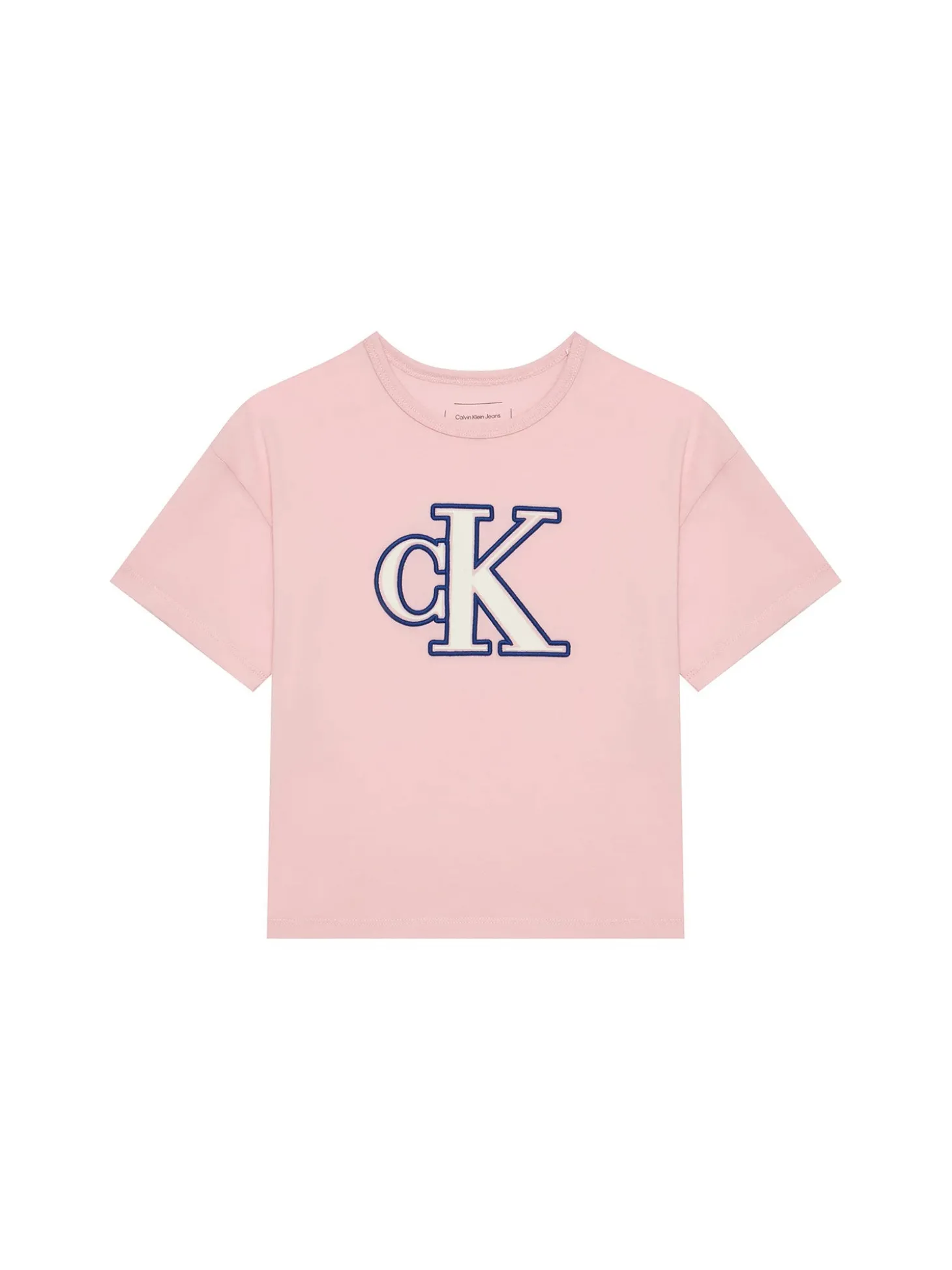 T-shirt teen logo monogram flock boxy rosa