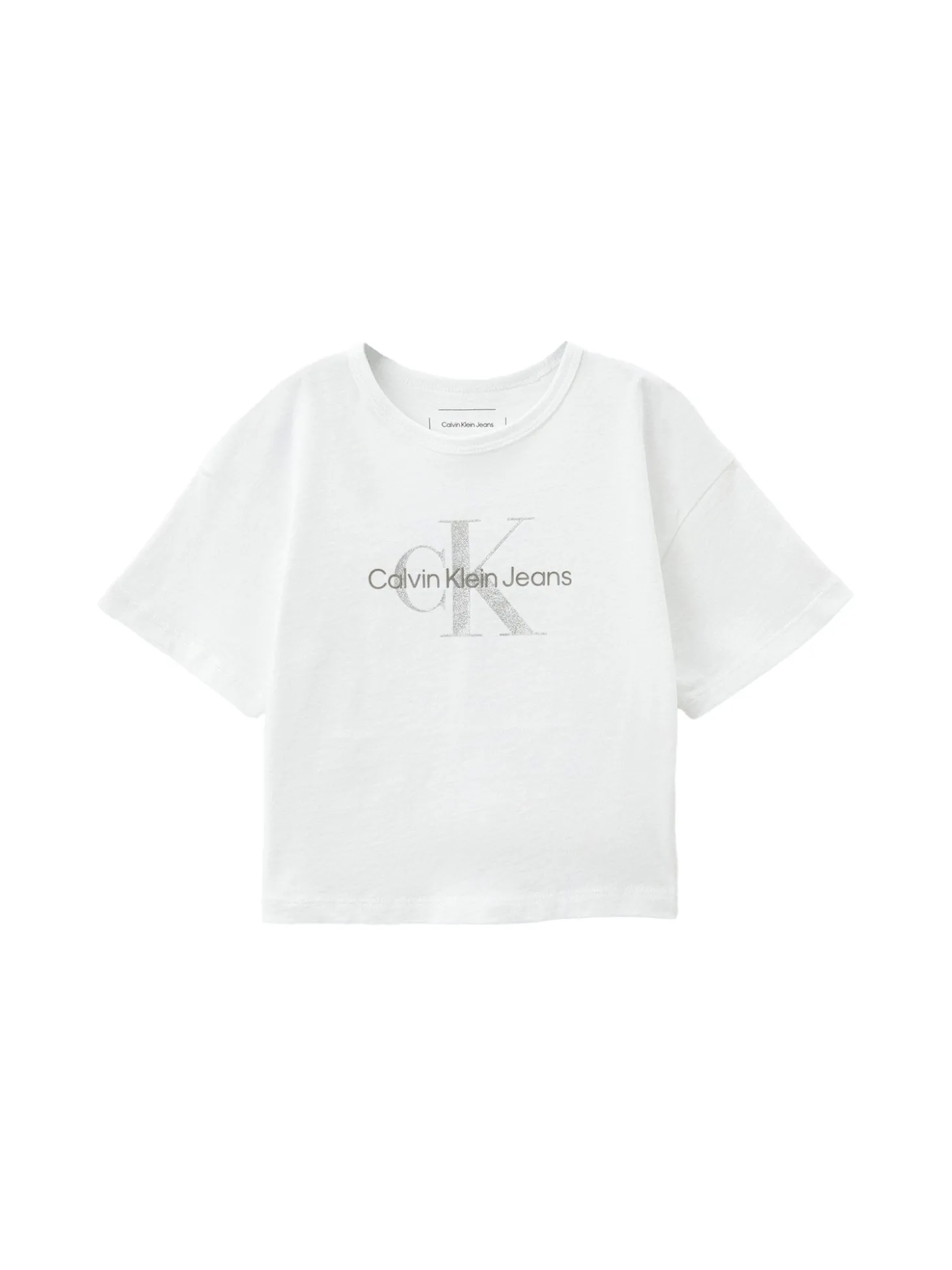 T-shirt teen monologo glitter bianco