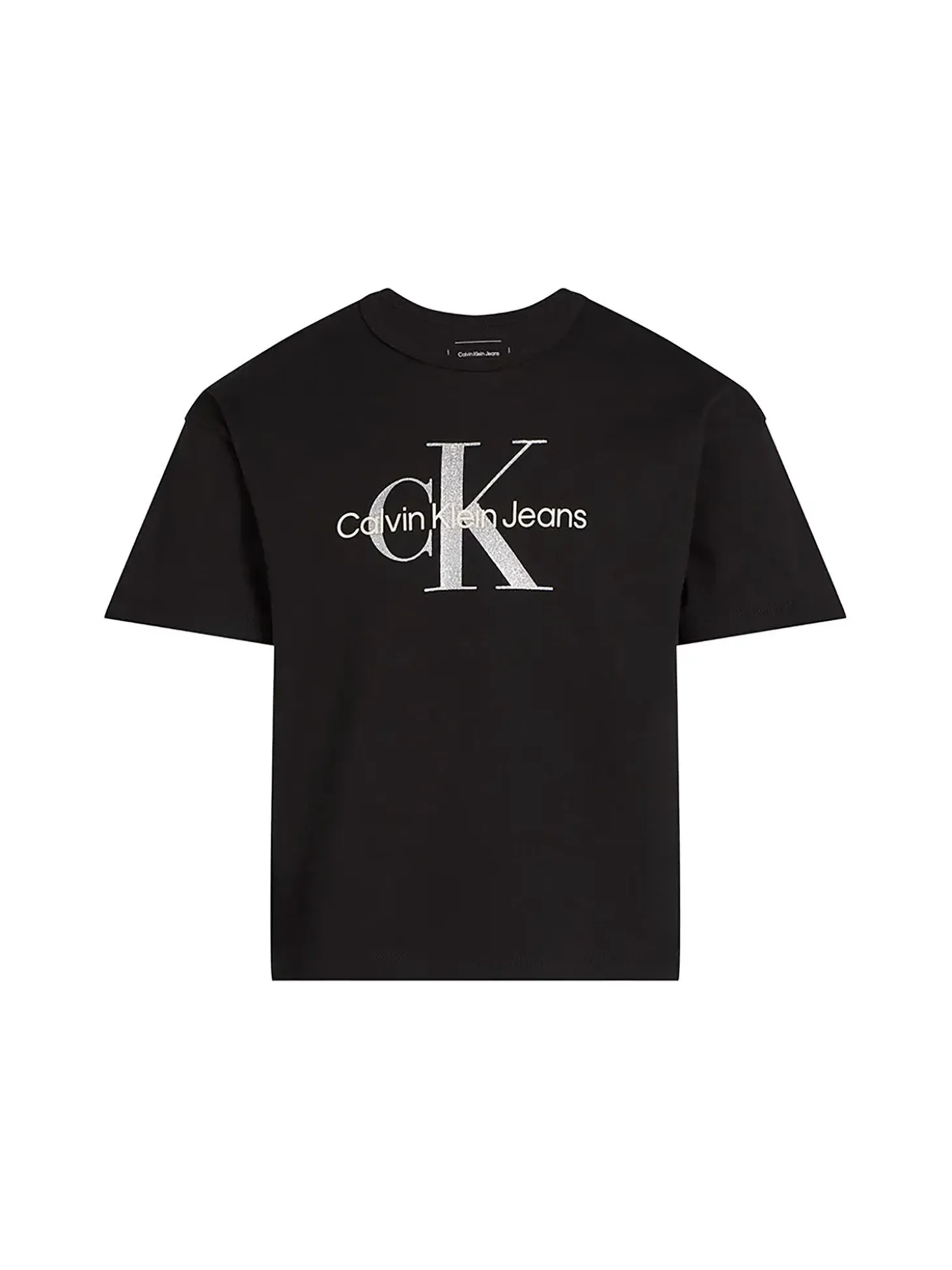 T-shirt teen monologo glitter nero