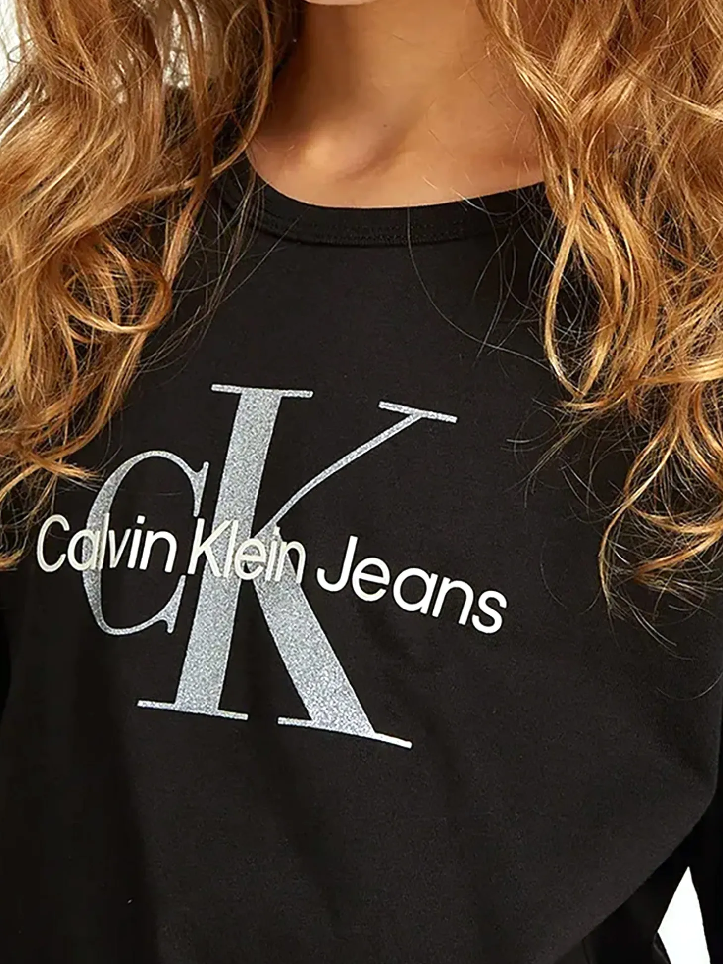 T-shirt teen monologo glitter nero