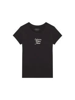 T-shirt teen slim fit logo handwriting nero