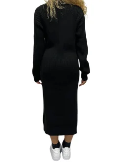 Vestito pullover mini con collo alto nero