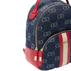 Zaino con logo all-over denim/rosso