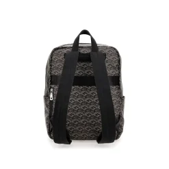 Zaino squadrato logato allover grigio