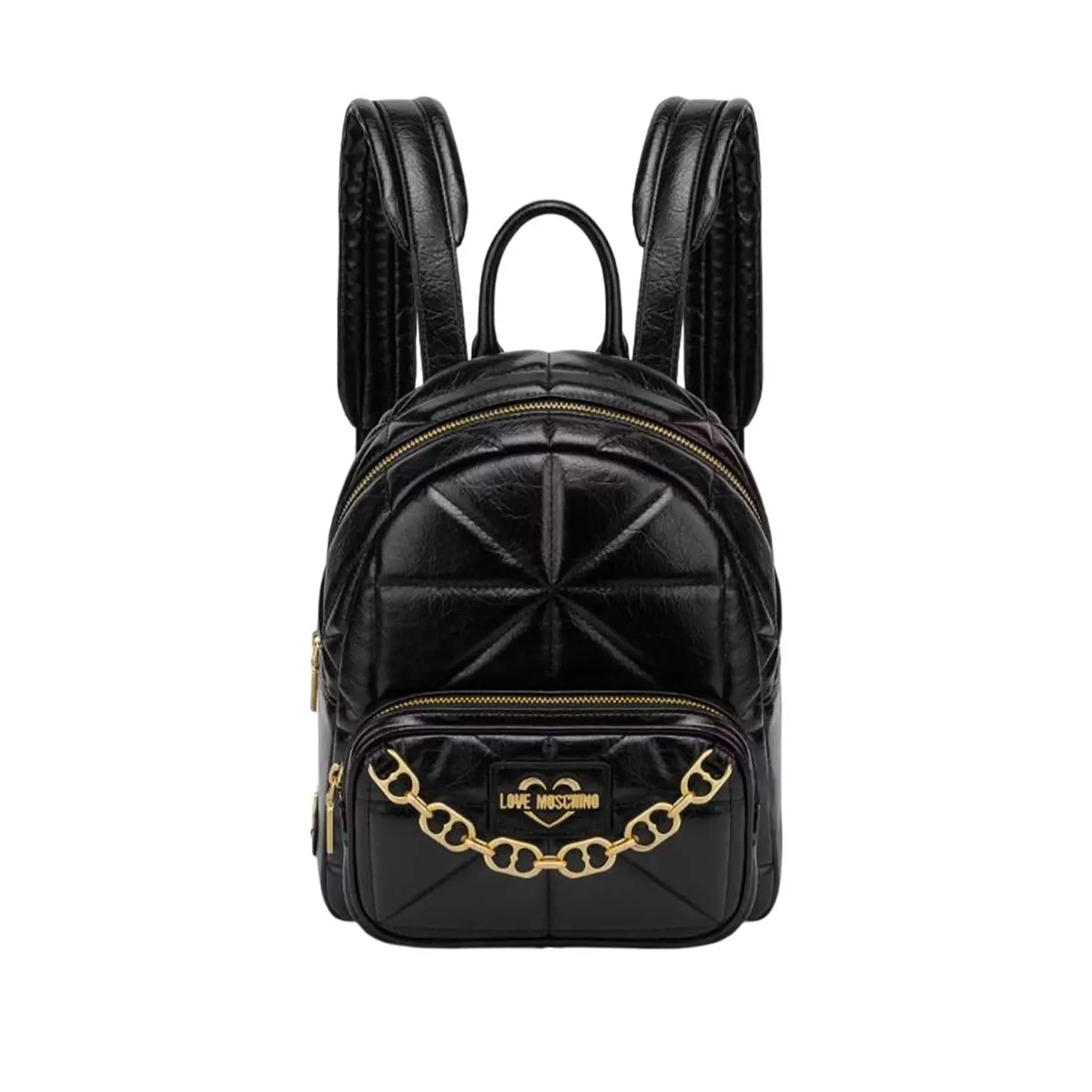 Zaino trapuntato geometrico con catena nero
